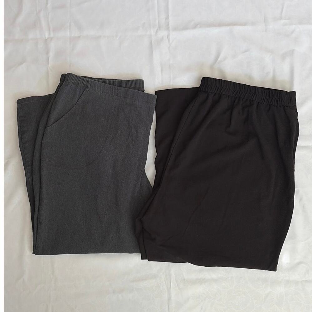 Lot of 2 Womens 22W/24W Plus Petite Pull-On Pants Black Gray Catherines JMS